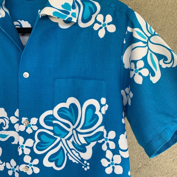 🌺 Vintage Hawaiian Barkcloth Matched Set Dress Shirt - Picture 12 of 16